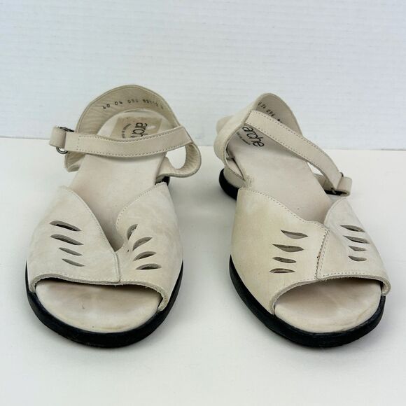 Arche Cream Leather Open Toe Wedge Sandals Cut Outs Made in France Shoes EU 40 9 - Picture 3 of 14